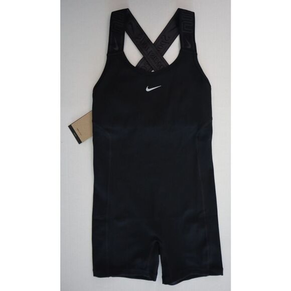 Nike HV6963-010 Women's Sz XS Black Dri-FIT Gym Life Short Bodysuit - Picture 1 of 9